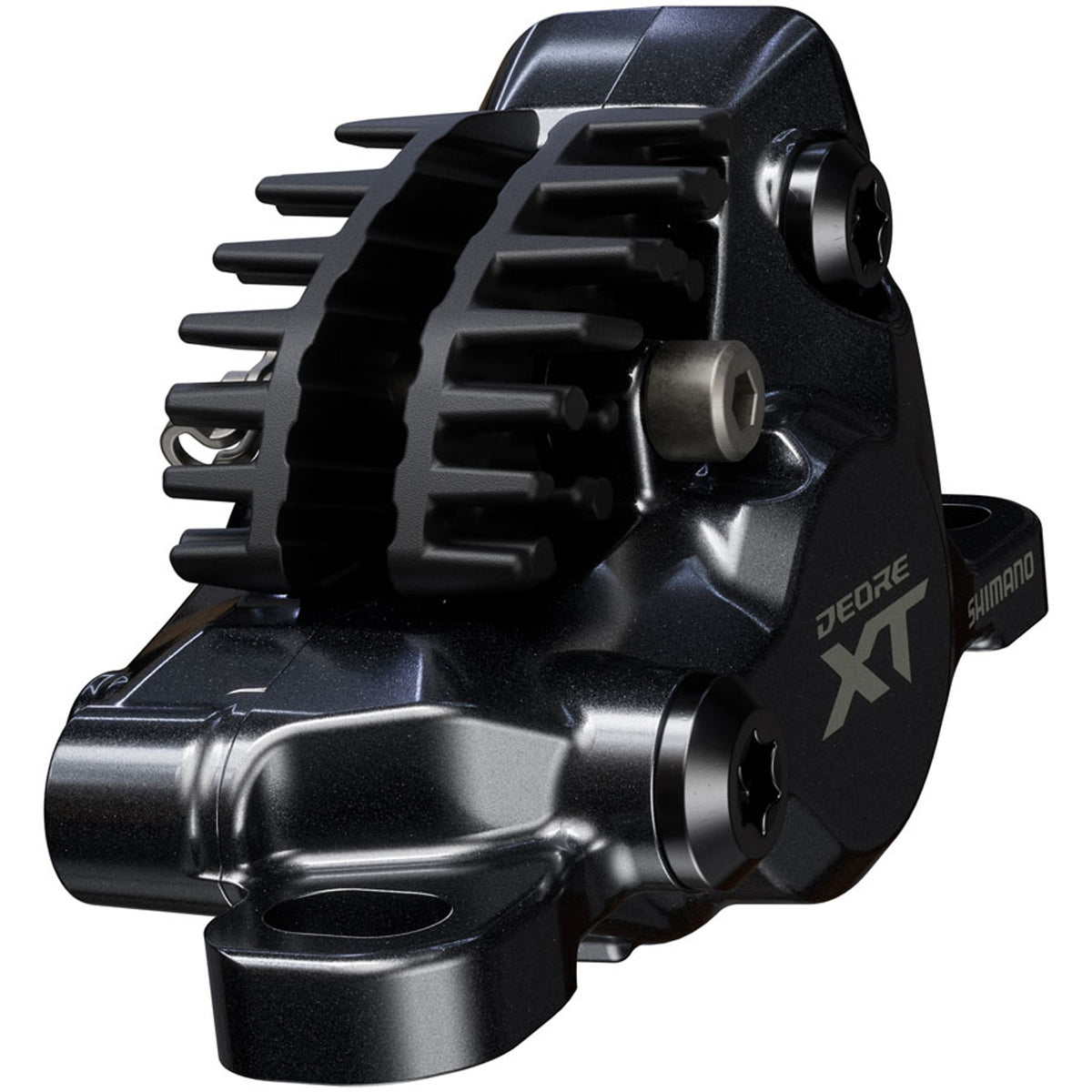 Deore XT BR-M8200 XC Disc Brake Caliper - Front or Rear, Post Mount, 2-Piston, Includes J04C-MF Finned Metal Pads, Black