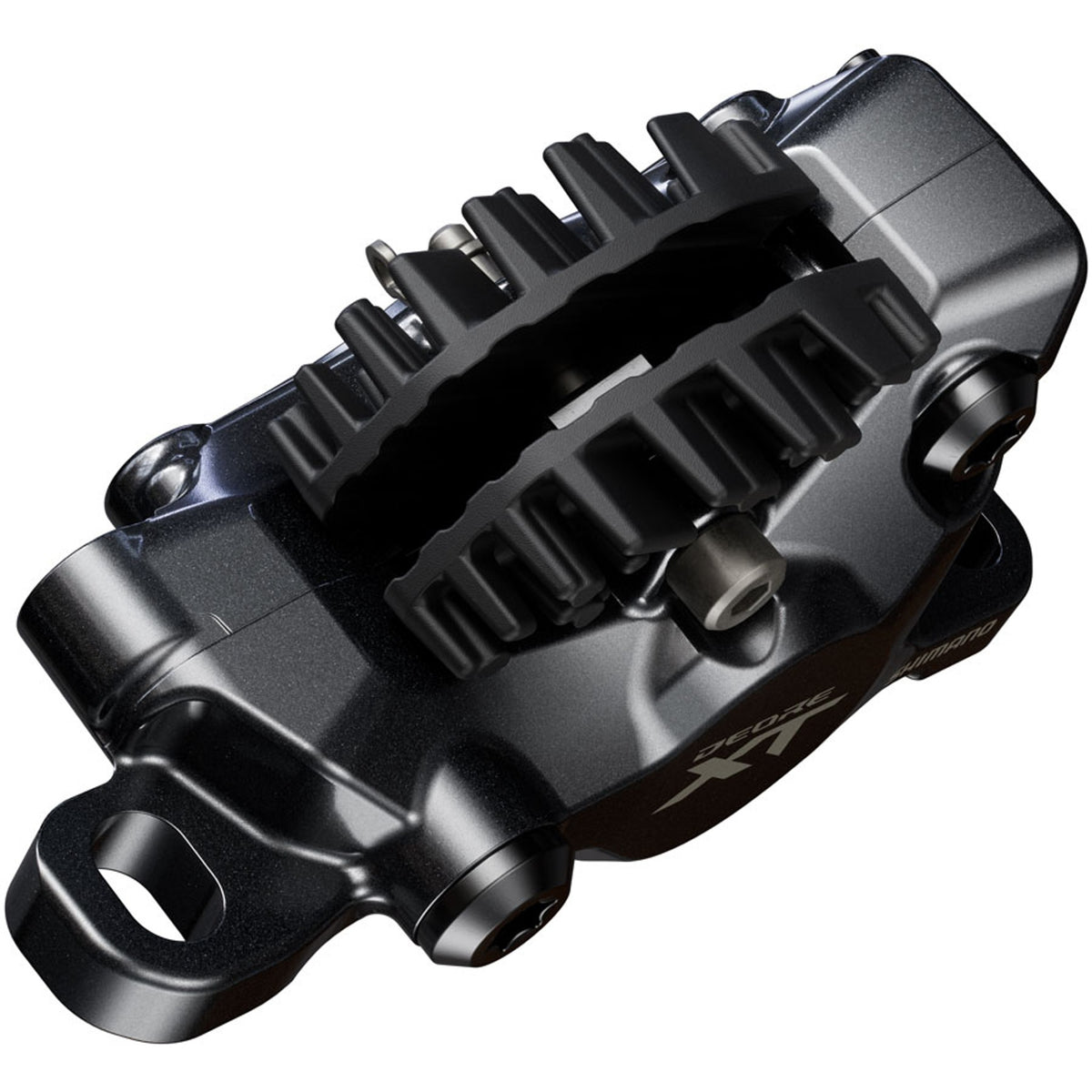 Deore XT BR-M8200 XC Disc Brake Caliper - Front or Rear, Post Mount, 2-Piston, Includes J04C-MF Finned Metal Pads, Black