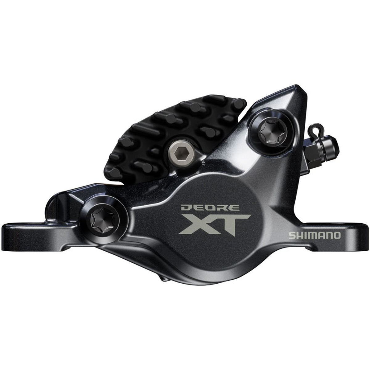 Deore XT BR-M8200 XC Disc Brake Caliper - Front or Rear, Post Mount, 2-Piston, Includes J04C-MF Finned Metal Pads, Black