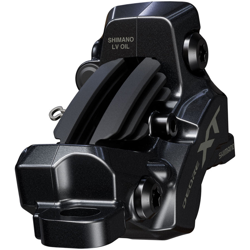 Deore XT BR-M8220 Enduro Disc Brake Caliper - Front or Rear, Post Mount, 4-Piston, Includes P04C-MF Finned Metal Pads
