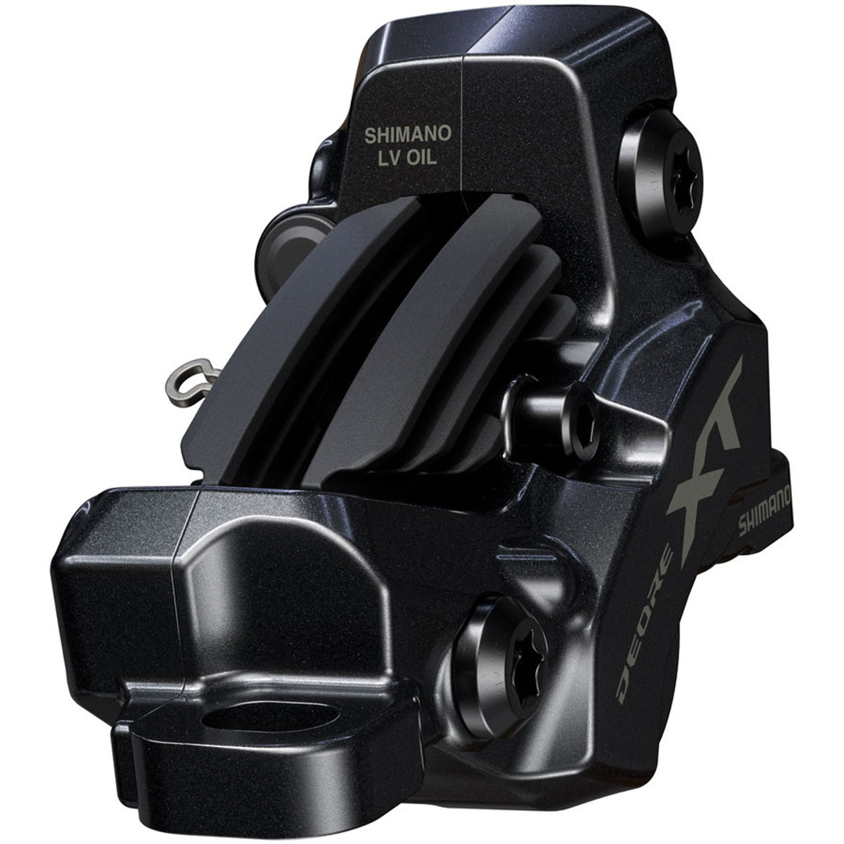 Deore XT BR-M8220 Enduro Disc Brake Caliper - Front or Rear, Post Mount, 4-Piston, Includes P04C-MF Finned Metal Pads
